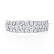 .95ct Diamond Three Row 18k White Gold Wedding Band Ring