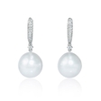 .36ct Diamond and South Sea Pearl 18k White Gold Dangle Earrings