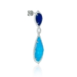 1.53ct Doves Diamond, White Topaz, Lapis Lazuli and Turquoise 18k White Gold Dangle Earrings