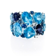 .08ct Diamond, Blue Sapphire and Blue Topaz 18k White Gold Ring