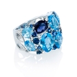 .08ct Diamond, Blue Sapphire and Blue Topaz 18k White Gold Ring