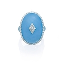 Diamond and Blue Topaz 18k White Gold Ring