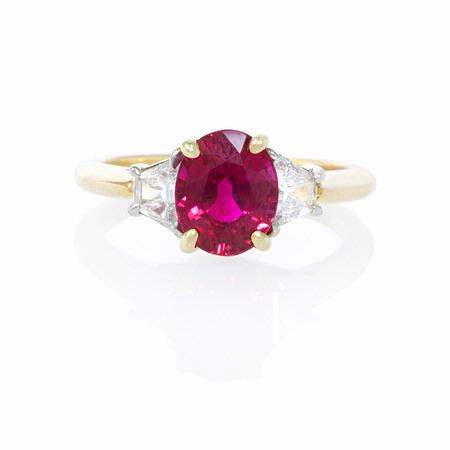 .35ct Diamond and Ruby Platinum and 18k Yellow Gold Ring