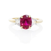 Diamond and Ruby Platinum and 18k Yellow Gold Ring