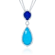 .79ct Doves Diamond, White Topaz, Lapis Lazuli and Turquoise 18k White Gold Pendant