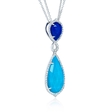 .79ct Doves Diamond, White Topaz, Lapis Lazuli and Turquoise 18k White Gold Pendant