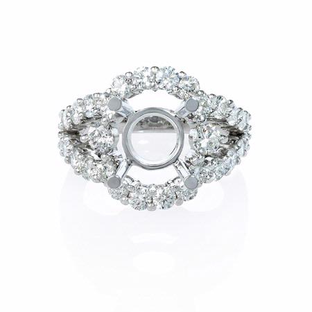 1.73ct Diamond 18k White Gold Halo Engagement Ring Setting