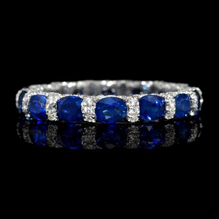 .72ct Diamond and Blue Sapphire 18k White Gold Eternity Wedding Band Ring