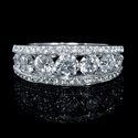 Diamond 18k White Gold Three Row Ring