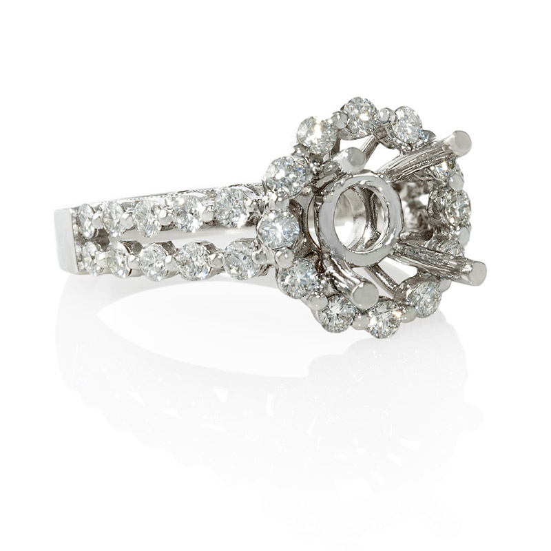 Natalie K Diamond 18k White Gold Halo Engagement Ring Setting (#6099)