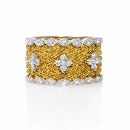 Simon G Diamond Antique Style 18k Two Tone Gold Ring