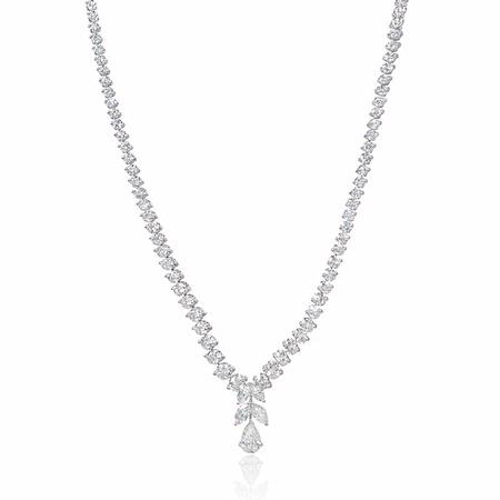 14.66ct Diamond 18k White Gold Drop Necklace