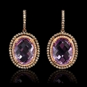 Diamond and Pink Amethyst 14k Rose Gold and Black Rhodium Dangle Earrings