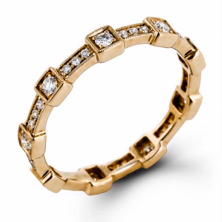 Simon G Diamond Antique Style 18k Yellow Gold Eternity Ring