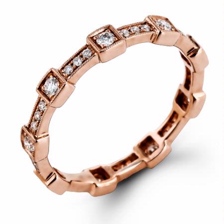 Simon G Diamond Antique Style 18k Rose Gold Eternity Ring