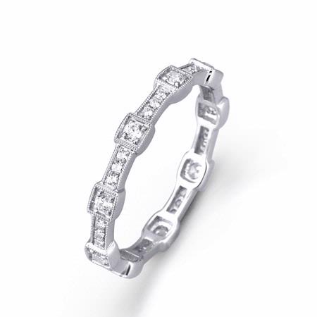 Simon G Diamond Antique Style 18k White Gold Eternity Ring