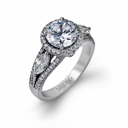 1.12ct Simon G Diamond 18k White Gold Halo Engagement Ring Setting