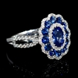 .45ct Diamond and Blue Sapphire 18k White Gold Flower Ring