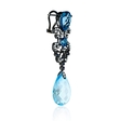.54ct Diamond, Blue Sapphire and Blue Topaz Antique Style 18k White Gold and Black Rhodium Dangle Earrings