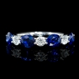 .32ct Diamond and Oval Cut Blue Sapphire 18k White Gold U Prong Ring