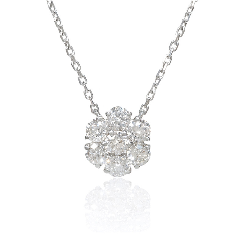 50ct Diamond 14k White Gold Flower Pendant Necklace