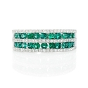 Diamond and Emerald 18k White Gold Ring