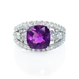 1.39ct Diamond and Purple Amethyst Antique Style 18k White Gold Ring