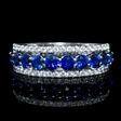 .36ct Diamond and Blue Sapphire 18k White Gold and Black Rhodium Three Row Ring