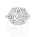 Diamond 18k White Gold Double Halo Engagement Ring Setting