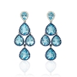 .32ct Diamond, Blue Sapphire and Blue Topaz 18k White Gold and Black Rhodium Dangle Earrings