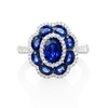 Diamond and Blue Sapphire 18k White Gold Flower Ring