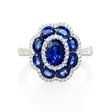 .41ct Diamond and Blue Sapphire 18k White Gold Flower Ring