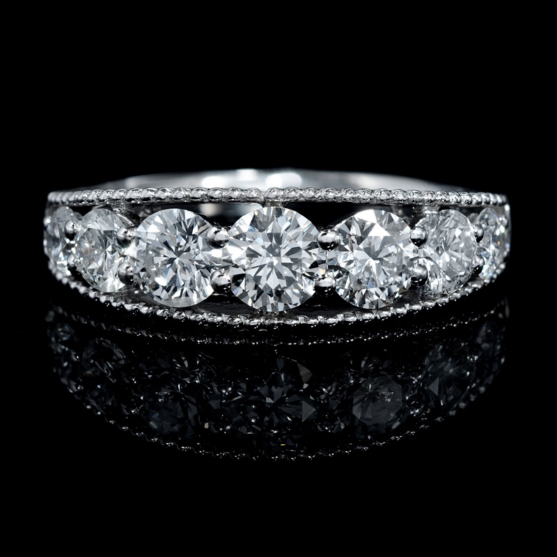 56ct Diamond Antique Style 18k White Gold Wedding Band Ring