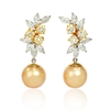 Diamond and Detachable South Sea Golden Pearl 18k Two Tone Gold Dangle Earrings