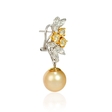 4.75ct Diamond and Detachable South Sea Golden Pearl 18k Two Tone Gold Dangle Earrings