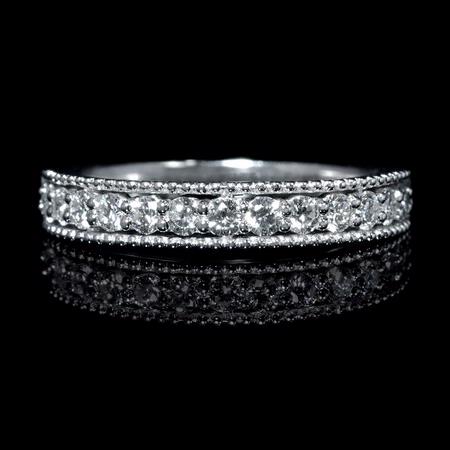 .51ct Diamond Antique Style 18k White Gold Wedding Band Ring