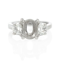 Diamond Platinum Three Stone Cathedral Half Moon Shape Engagement Ring Setting