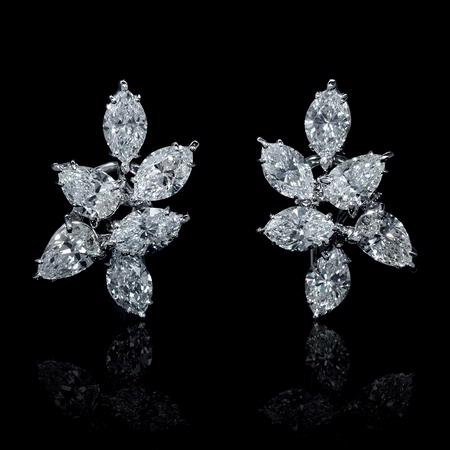 6.70ct Diamond 18k White Gold Cluster Earrings