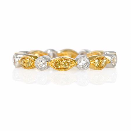 Diamond Antique Style 18k Two Tone Gold Eternity Ring