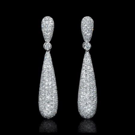 Diamond 18k White Gold Dangle Earrings