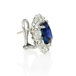 7.13ct Diamond and Blue Sapphire Platinum Cluster Earrings