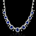 Diamond and Blue Sapphire Platinum Necklace