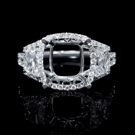 .87ct Diamond 18k White Gold Halo Engagement Ring Setting