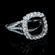 .85ct Diamond Antique Style 18k White Gold Scallop Edge Halo Engagement Ring Setting