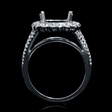 .85ct Diamond Antique Style 18k White Gold Scallop Edge Halo Engagement Ring Setting