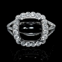 Diamond Antique Style 18k White Gold Scallop Edge Halo Engagement Ring Setting