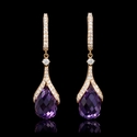 Diamond and Purple Amethyst 18k Rose Gold Dangle Earrings