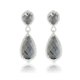 1.46ct Doves Diamond, White Topaz and Hematite 18k White Gold Dangle Earrings