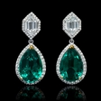 2.29ct Diamond and GIA Certified Emerald 18k Two Tone Gold Dangle Earrings