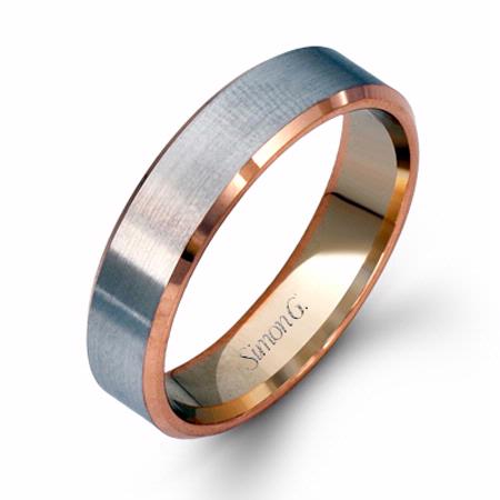 Simon G Men's 14k Two Tone Gold Wedding Band Ring